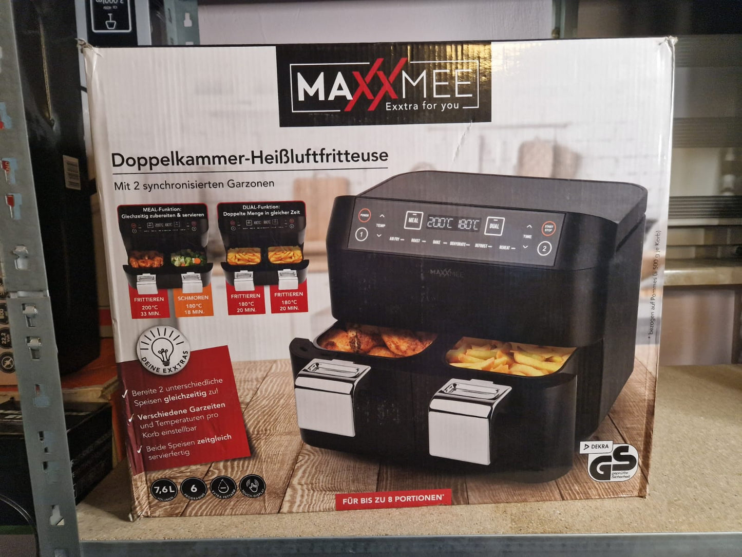 Doppelkammer Heißluftfritteuse 7,6L MAXXMEE