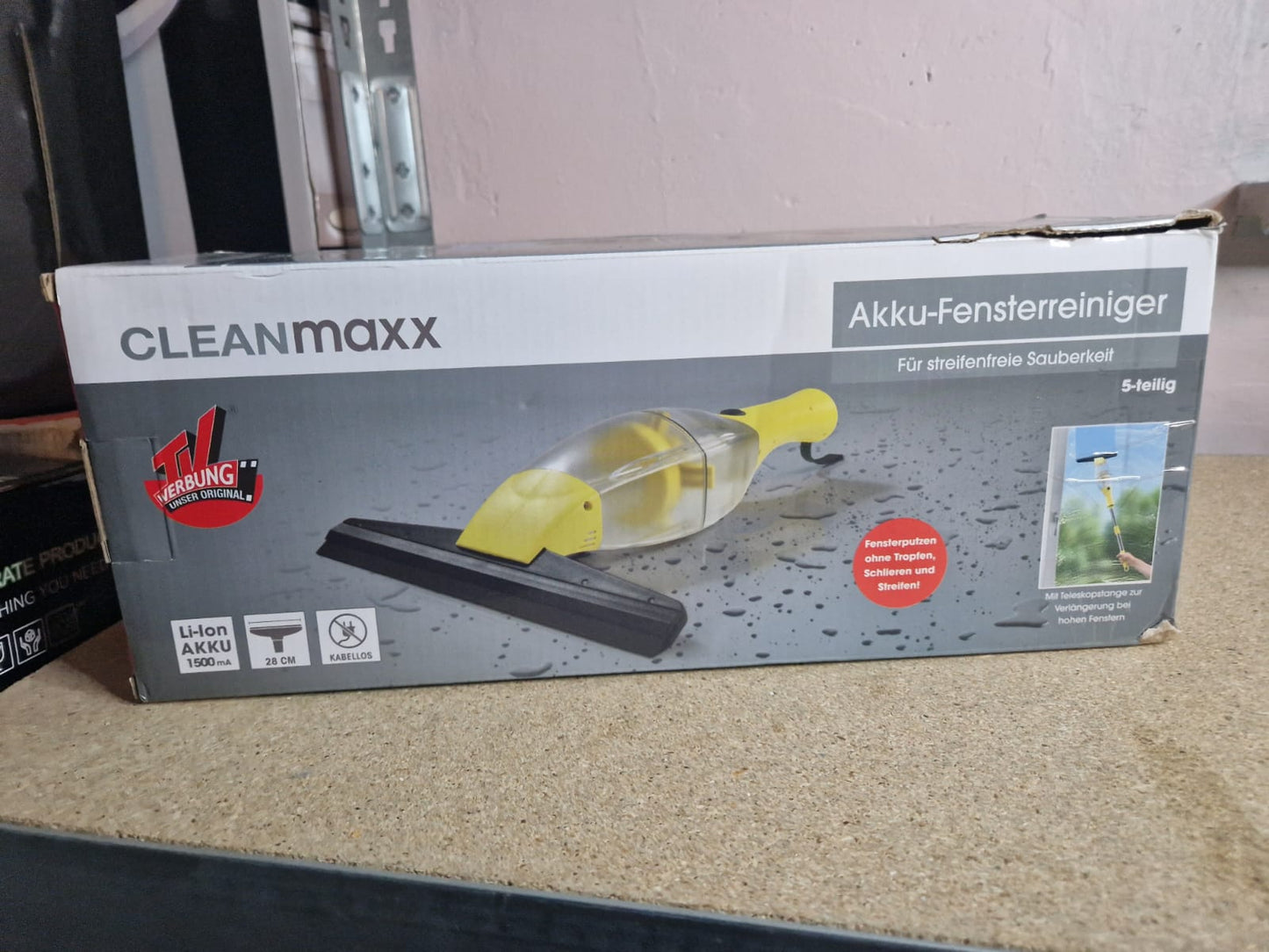 Cleanmaxx Akku - Fensterreiniger 5 Teilig 360° streifenfreie Reinigung