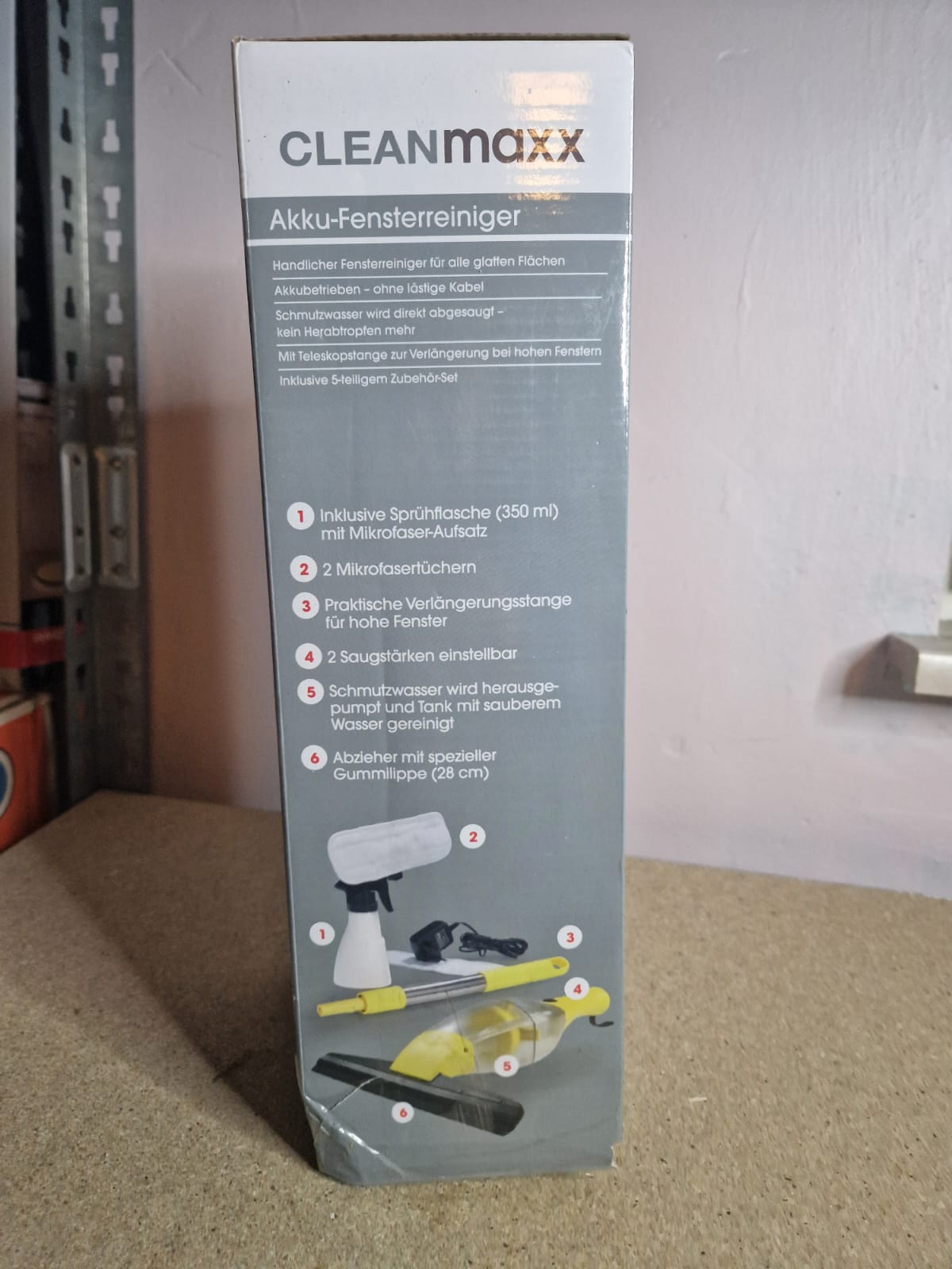 Cleanmaxx Akku - Fensterreiniger 5 Teilig 360° streifenfreie Reinigung