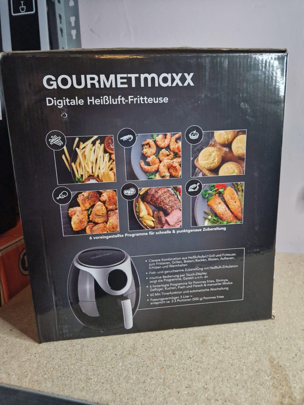 GOURMETmaxx Heißluftfritteuse Digital 3L 6 Programme