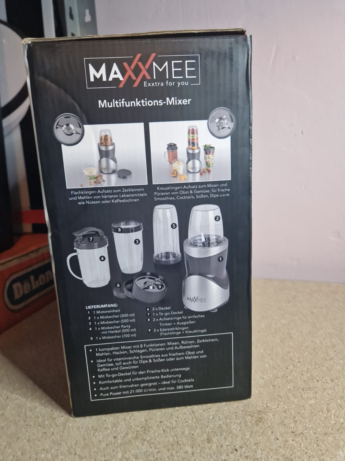 MAXXMEE Multifunktionsmixer 12 Teilig To Go Deckel 380W
