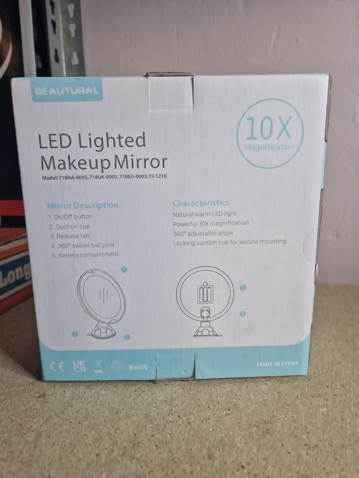 BEAUTURAL LED Makeup Spiegel 10x Vergrößerung