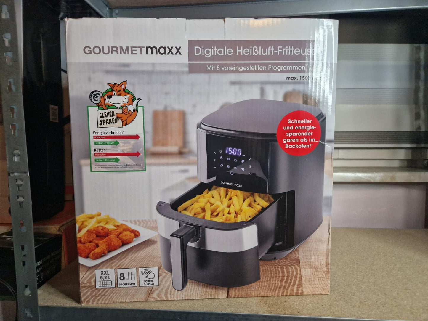 GOURMETMAXX Digitale Heißluftfritteuse 6,2L 8 Programme