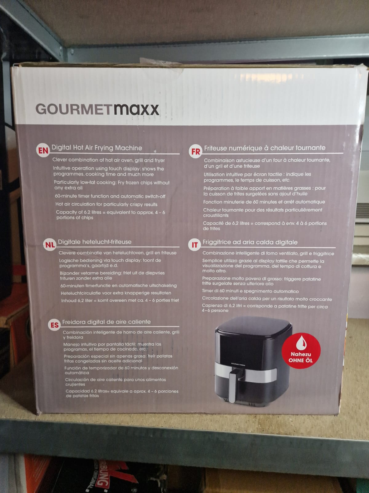 GOURMETMAXX Digitale Heißluftfritteuse 6,2L 8 Programme