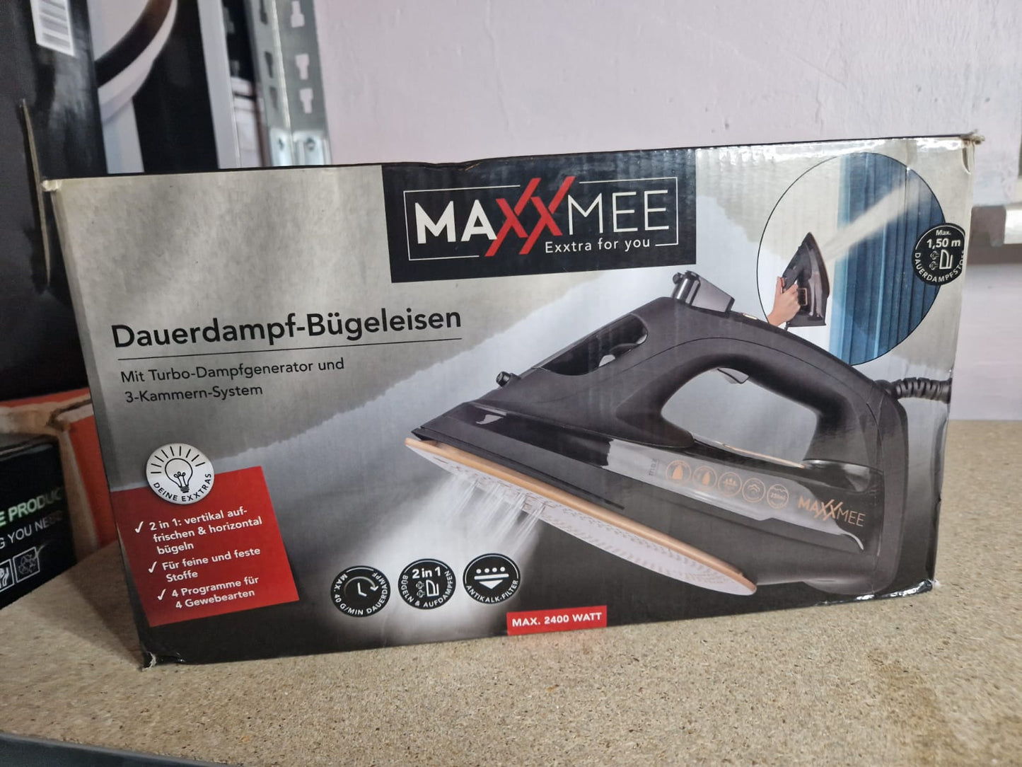 MAXXMEE Dauerdampfbügeleisen 2400W LCD Anzeige