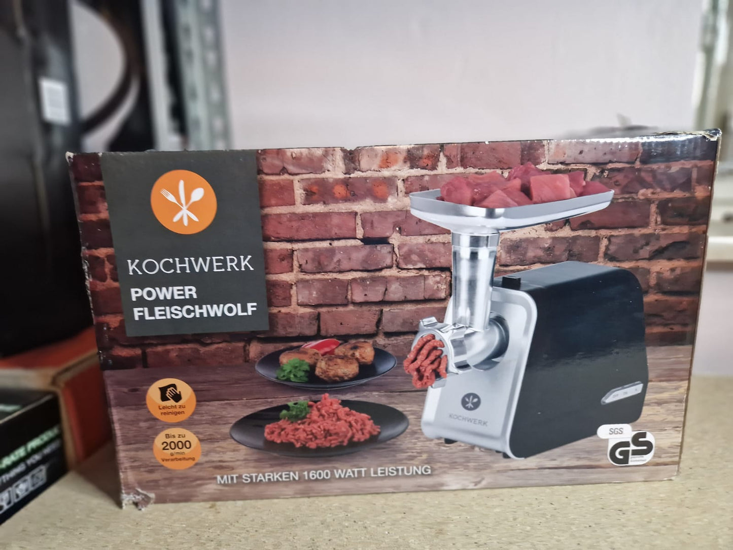 KOCHWERK elektrischer Fleischwolf mit Spritzgebäckvorsatz 1600W/ 2000g/min
