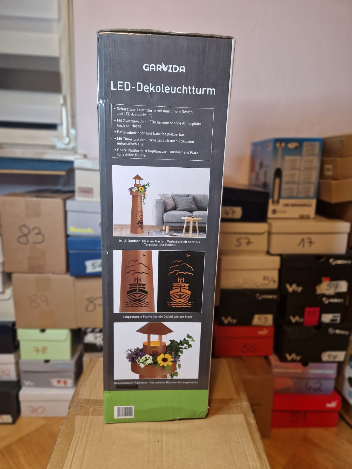 GARVIDA Deko-Leuchtturm 70 cm Leuchtturm-Säule