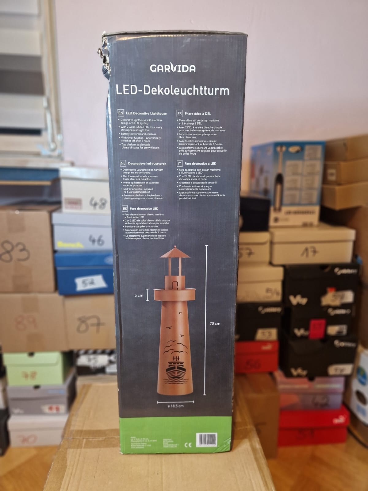GARVIDA Deko-Leuchtturm 70 cm Leuchtturm-Säule