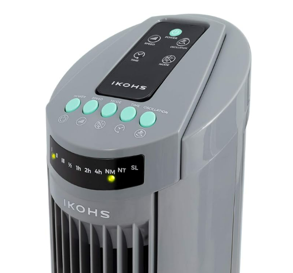IKOHS Turmventilator 70 Oszillation Timer 50W Grau/ Schwarz/ Weiß