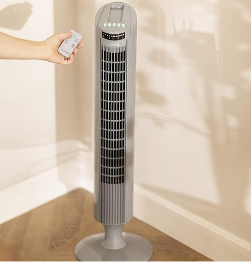 IKOHS Turmventilator 70 Oszillation Timer 50W Grau/ Schwarz/ Weiß