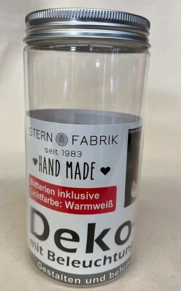 Deko Glas - Kunststoffgefäß - mit Beleuchtung und Metalldeckel 24 Stück