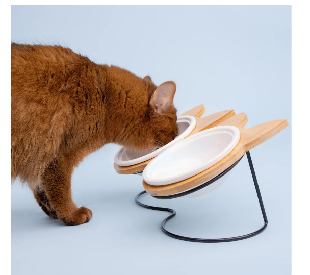 Navaris Futternapf Katze mit Bambus Halter