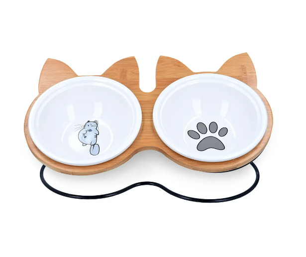 Navaris Futternapf Katze mit Bambus Halter
