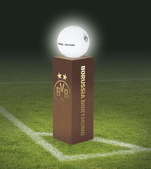 BVB LED-Dekosäule mit Leuchtkugel Fußball Optik