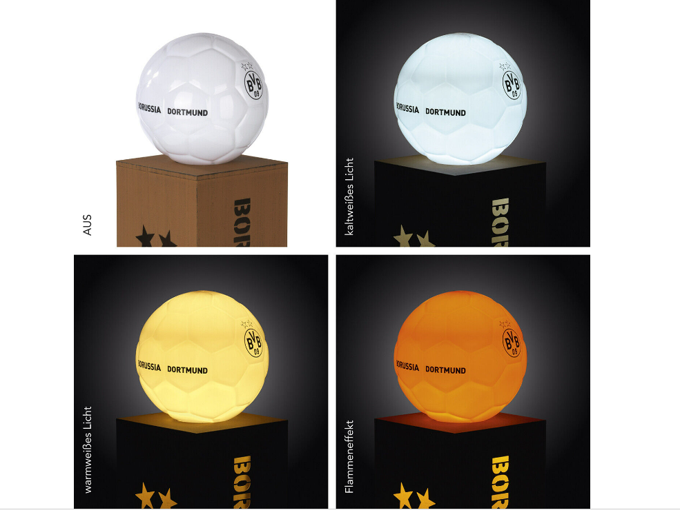 BVB LED-Dekosäule mit Leuchtkugel Fußball Optik
