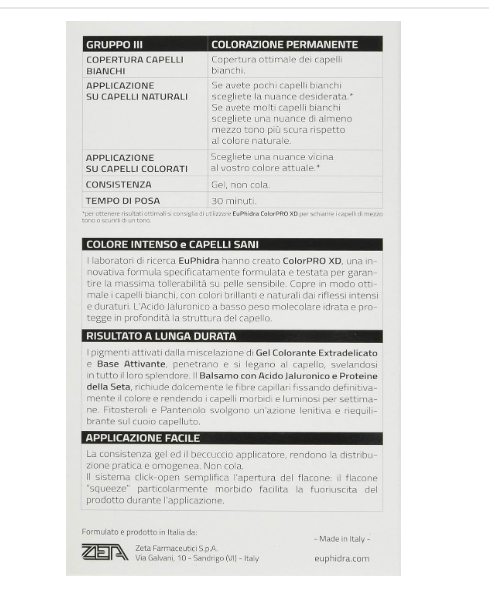 Euphidra Colorpro XD Permanente Färbung mit Hyaluronsäure, Kastanie - 190 g
