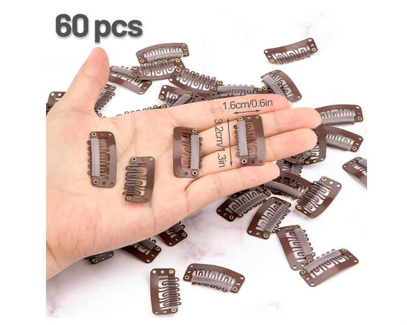 Haarverlängerung Clips Perückenclips U Form Haar Extensions Klips 60 Stück Braun