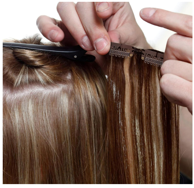 Haarverlängerung Clips Perückenclips U Form Haar Extensions Klips 60 Stück Braun