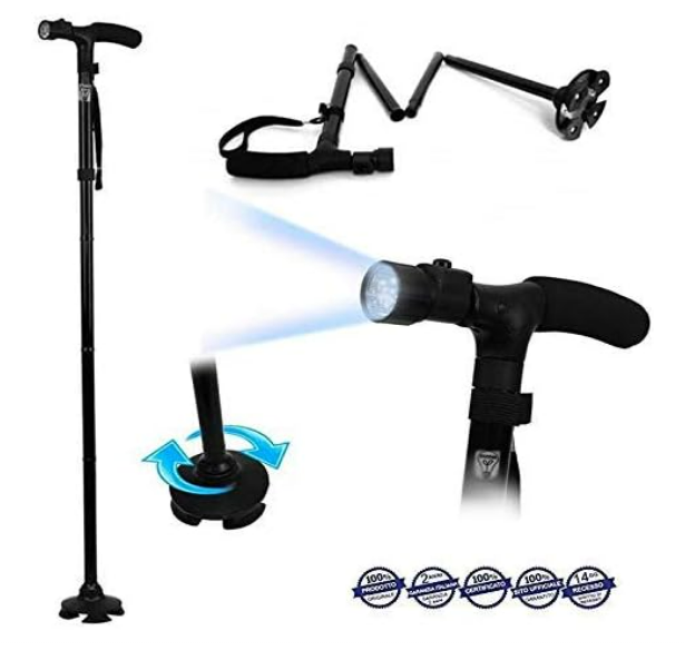 Magic Cane Gehstock mit LED LED-Licht, Höhe verstellbar Höhe, zusammenklappbar