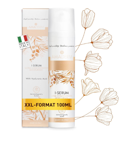 AMADERM I-Serum 100ml | Gesichtsserum mit 100% reiner Hyaluronsäure und Vitamin E