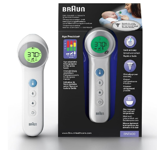 Braun Healthcare BNT400EE No Touch + Touch Thermometer mit Altersgenauigkeit