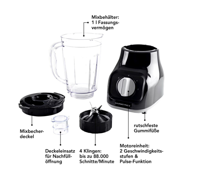GOURMETMAXX Standmixer 350W - Black