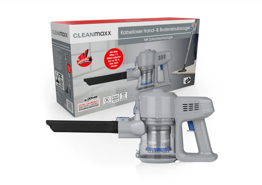 CLEANmaxx Akku-Zyklon-Staubsauger 22,2V - hellgrau/blau