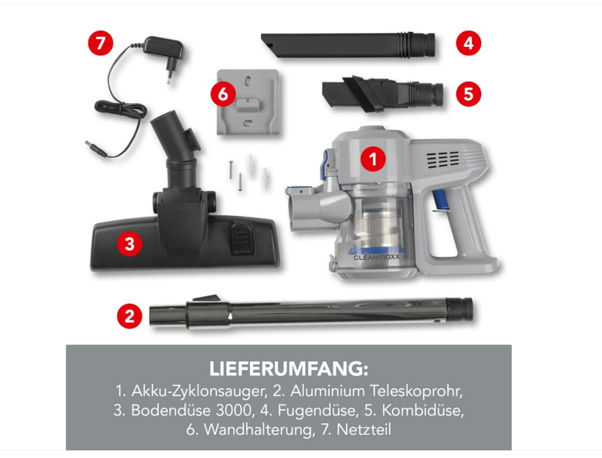 CLEANmaxx Akku-Zyklon-Staubsauger 22,2V - hellgrau/blau