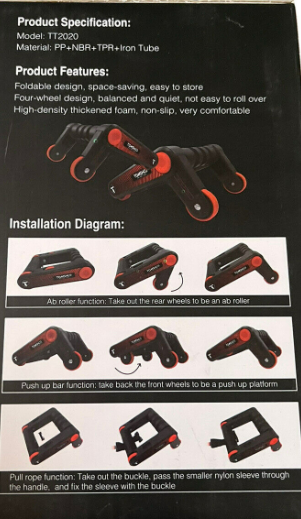 TOMSHOO Bauchroller Bauchtrainer Liegestützgriffe 3-IN-1 Multifunktional
