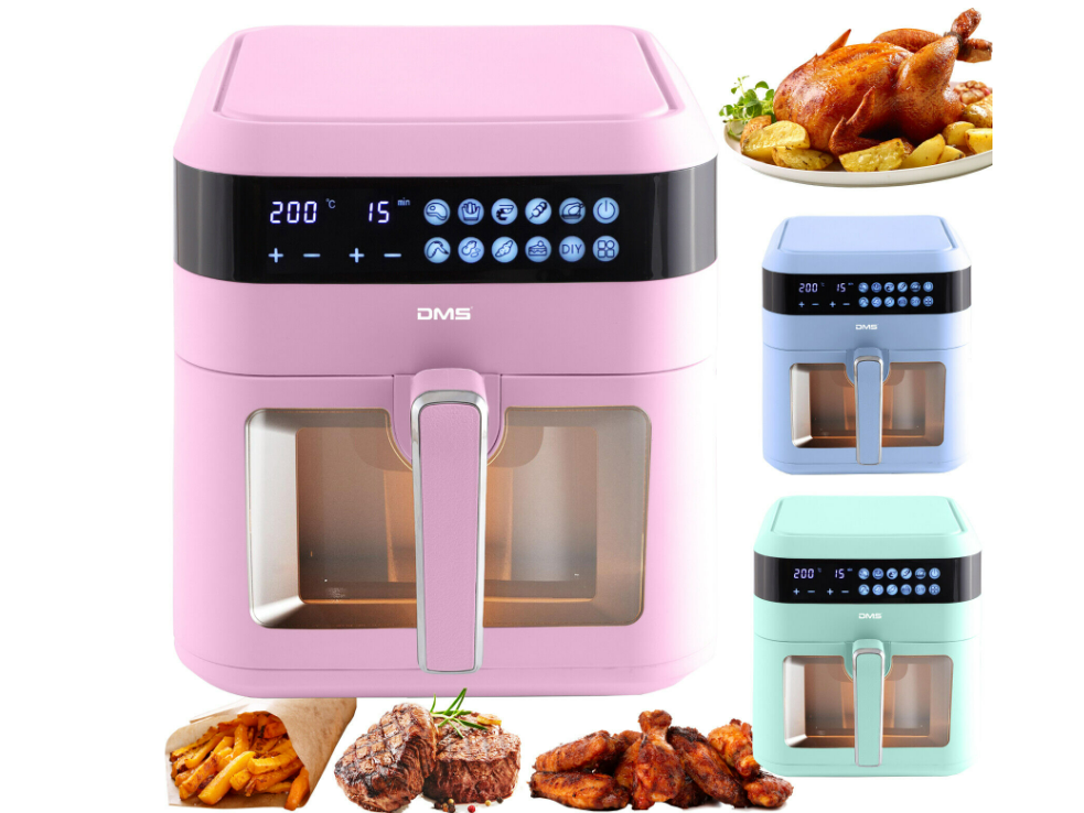 Digitale Heißluftfritteuse 7 Liter 1600W in Blau, Rosa, Grün