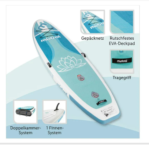 Mistral SUP Board mit Doppelkammer-System - bis 180kg