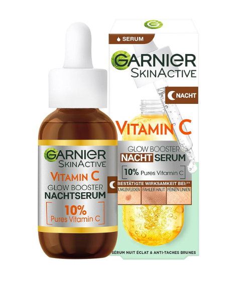 Garnier Nachtserum mit Vitamin C Gegen dunkle Flecken und müde Haut  Vegan