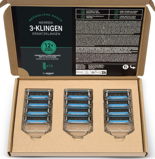 By Amazon SOLIMO 3-fach-Klingen für Herrenrasierer (12 Stück)