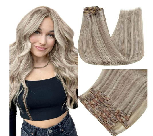 RUNATURE Clip in Extensions Echthaar 50cm
