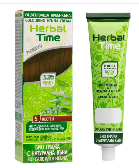 Herbal Time Natürliche Haarfarbe mit Henna Farbe Kastanie Nº 5